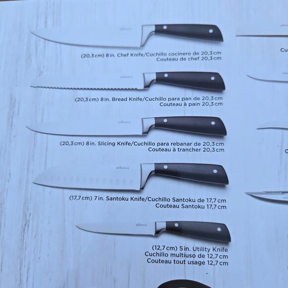 NIB Skandia 10 Piece Cutlery Set With Block Full Tang Double-Riveted - Picture 7 of 13